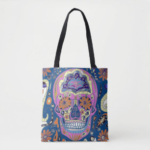 Colourful Patterned Skull Tote Bag
