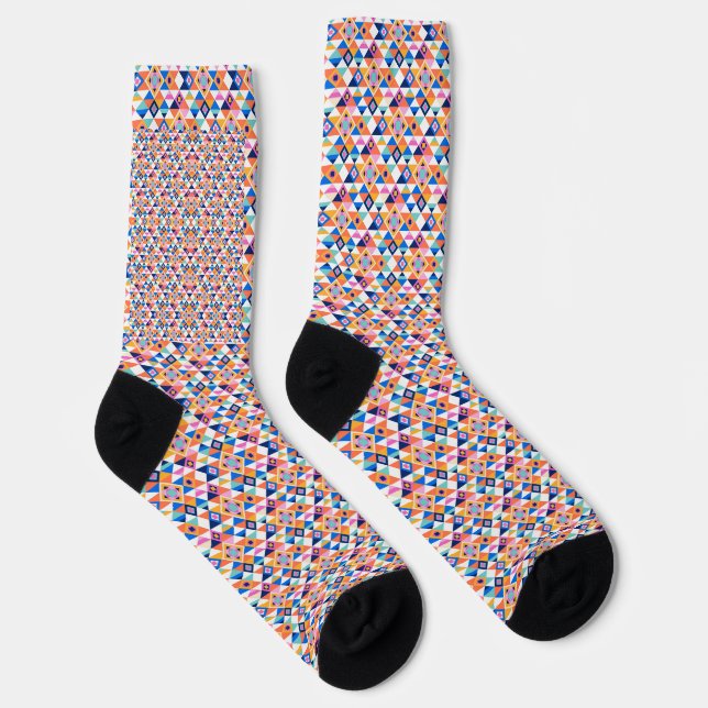 Colourful patterned socks with black heels and toe (Right)