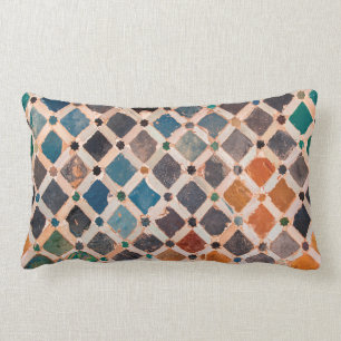colourful patterned tiles lumbar cushion
