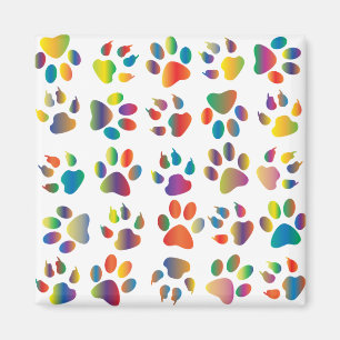 colourful paw pattern magnet