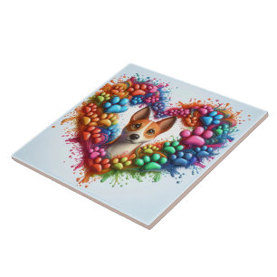 Colourful Paw Print Heart Design With a Playful Do Tile