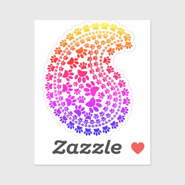 Colourful Paw Print Paisley Pattern (Sheet)