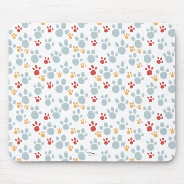Colourful Paw Print Pattern Mouse Pad (Front)