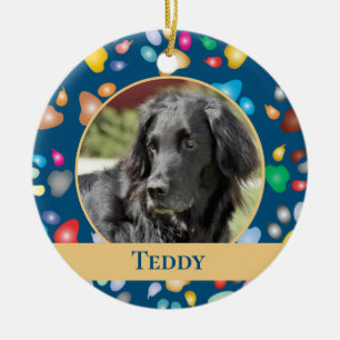 Colourful Paw Print Pattern Pet Ceramic Tree Decoration