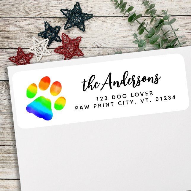 Colourful Paw Print Personalised Return Address (Creator Uploaded)
