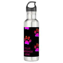 Colourful paw print Water Bottle