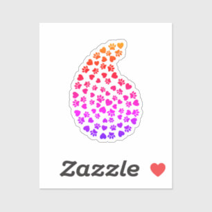 Colourful Paw Prints And Hearts Paisley Pattern