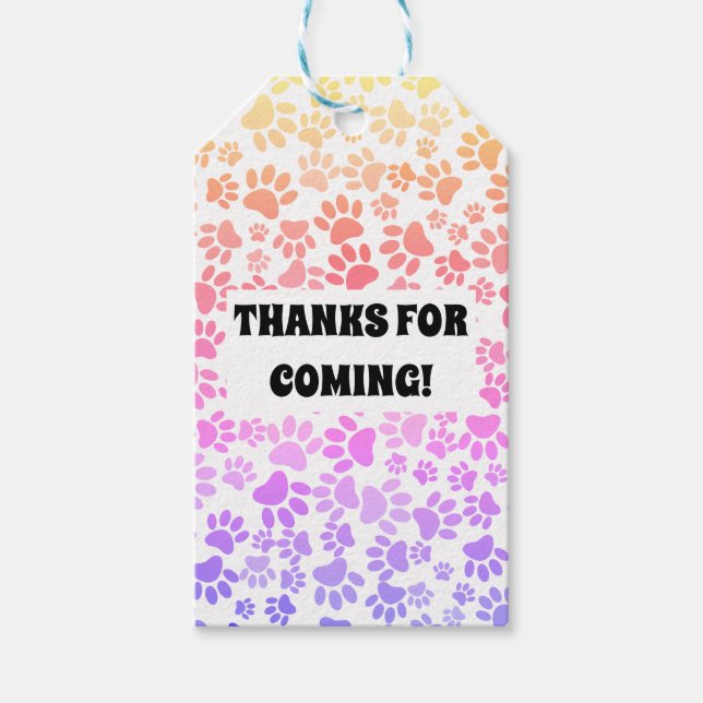 Colourful Paw Prints Custom Gift Tags (Front)