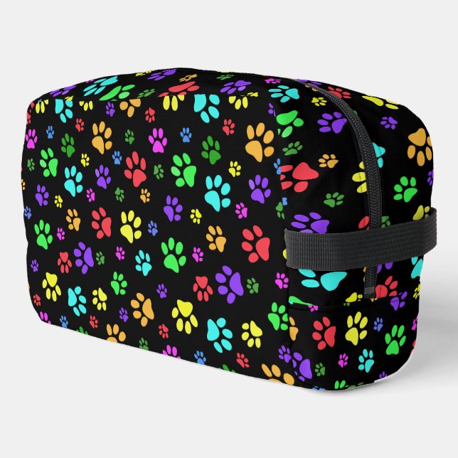 Colourful Paw Prints Design Dopp Kit Bag (Left Corner)