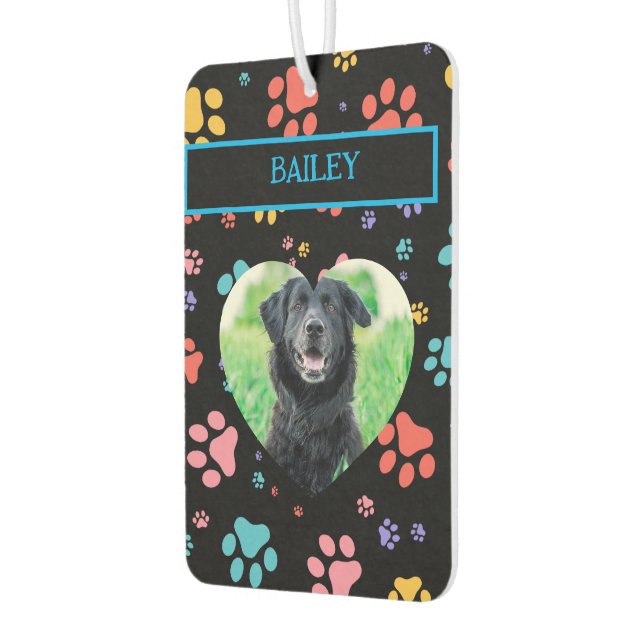 Colourful Paw Prints Dog Photo Car Air Freshener (Left)