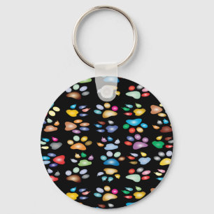 Colourful paw prints key ring