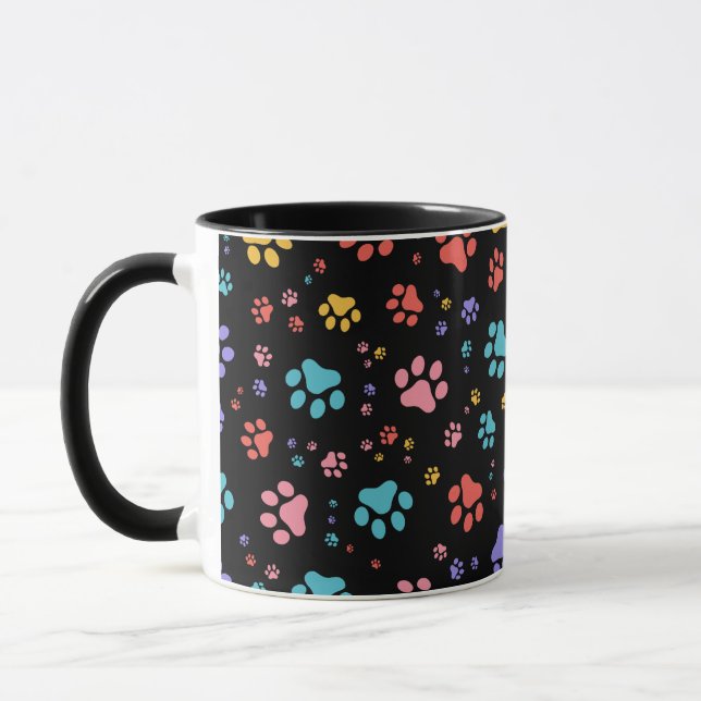 Colourful Paw Prints  Mug (Left)