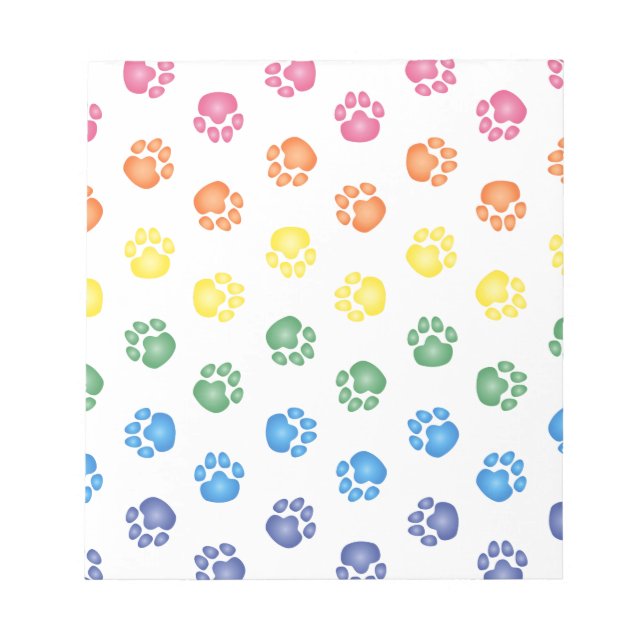 Colourful Paw prints Notepad (Front)