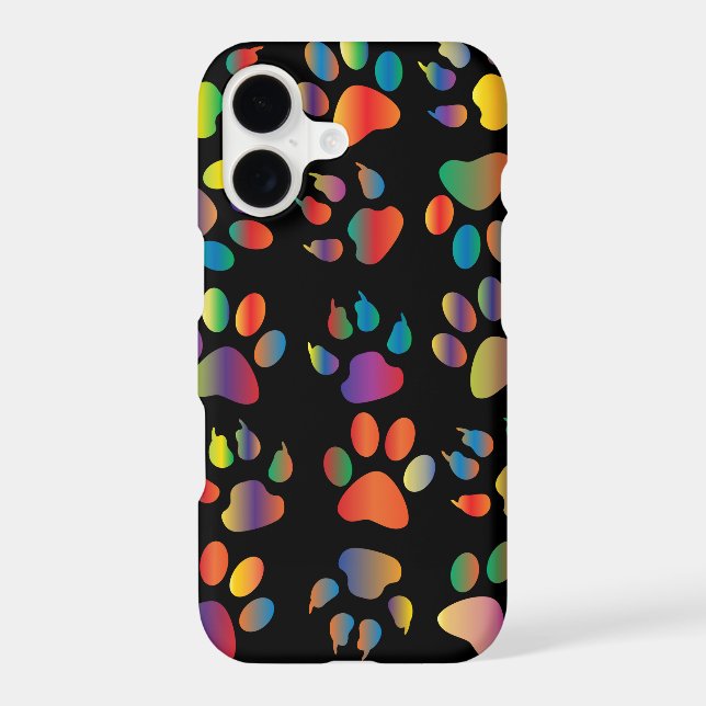 Colourful Paw Prints Pattern (Black) (Back)