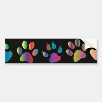 Colourful Paw Prints Pattern (Black) Bumper Sticker