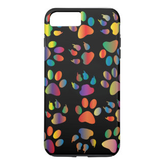 Colourful Paw Prints Pattern (Black) Case-Mate iPhone Case