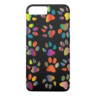 Colourful Paw Prints Pattern (Black) Case-Mate iPhone Case