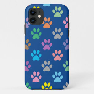Colourful paw prints pattern iPhone 11 case