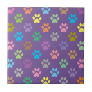 Colourful paw prints pattern tile