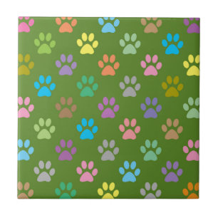 Colourful paw prints pattern tile
