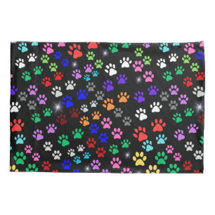 Colourful Paw Prints Pillowcase
