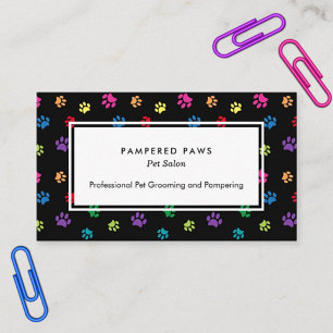 Colourful Paw Prints Professional Pet Salon Business Card