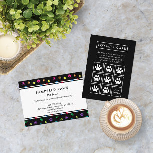 Colourful Paw Prints Professional Pet Salon Loyalty Card