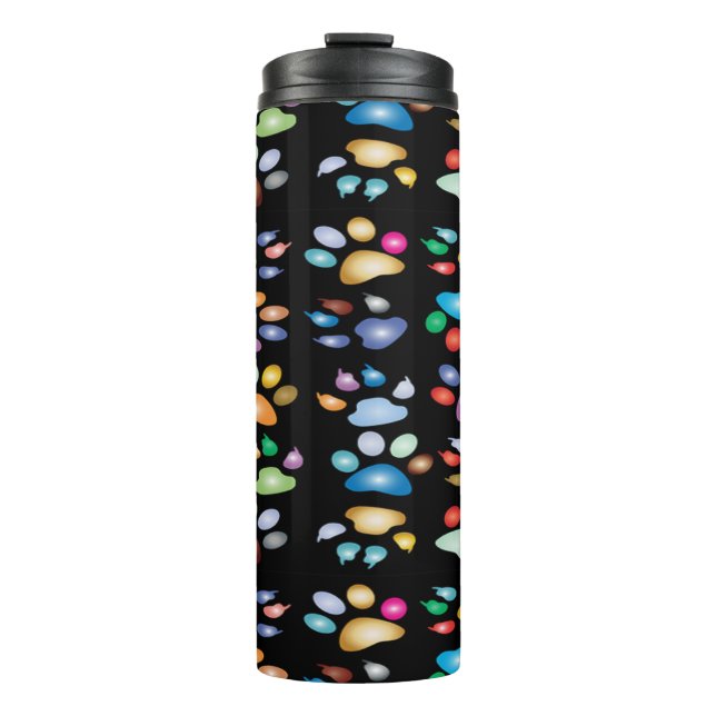 Colourful paw prints thermal tumbler (Front)