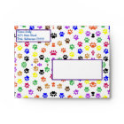 Colourful Paw Prints with Dog and Cat Envelope
