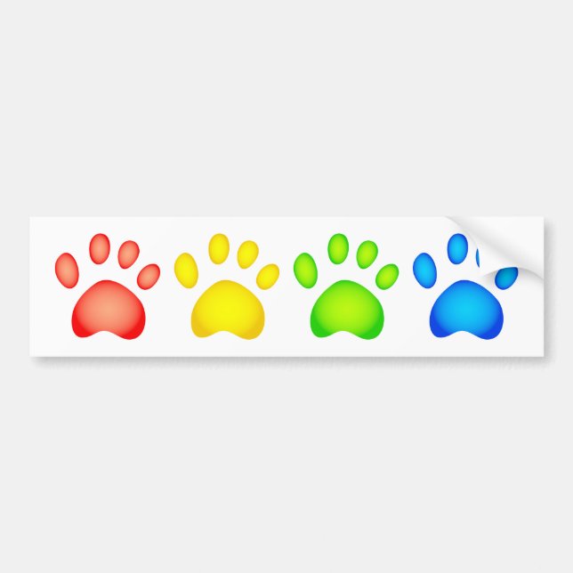 Colourful Paws Bumper Sticker (Front)