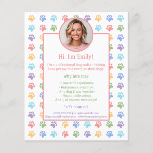 Colourful Paws Custom Photo Dog Walker Services Flyer