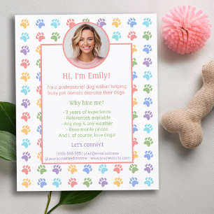 Colourful Paws Custom Photo Dog Walker Services Flyer