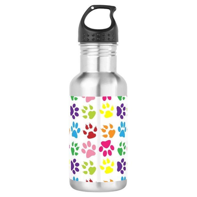 Colourful Paws, Dog Paws, Cat Paws 532 Ml Water Bottle (Front)
