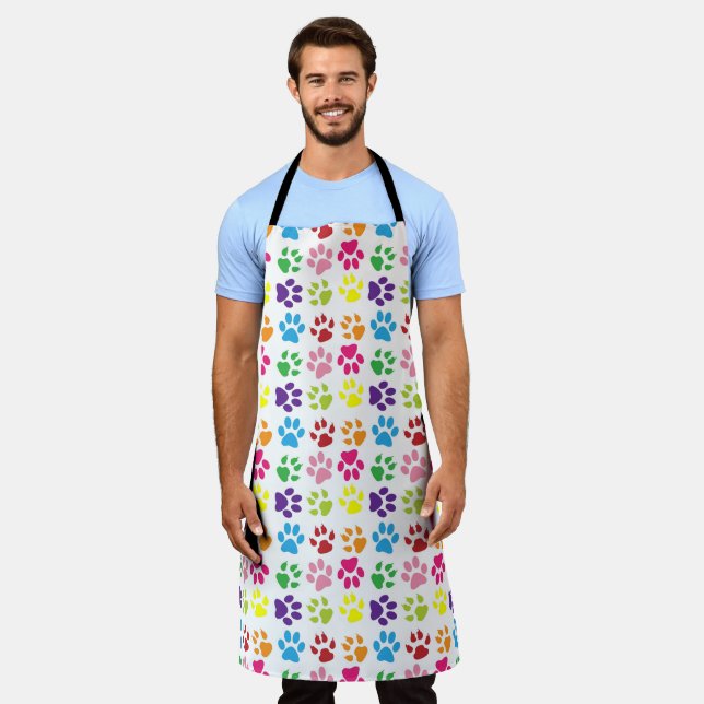Colourful Paws, Dog Paws, Cat Paws Apron (Worn)