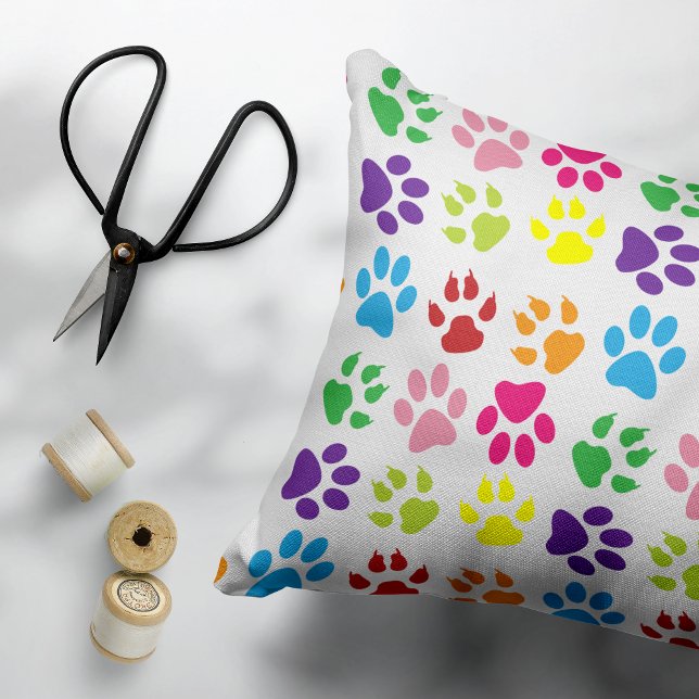Colourful Paws, Dog Paws, Cat Paws Decorative Cushion (Creator Uploaded)