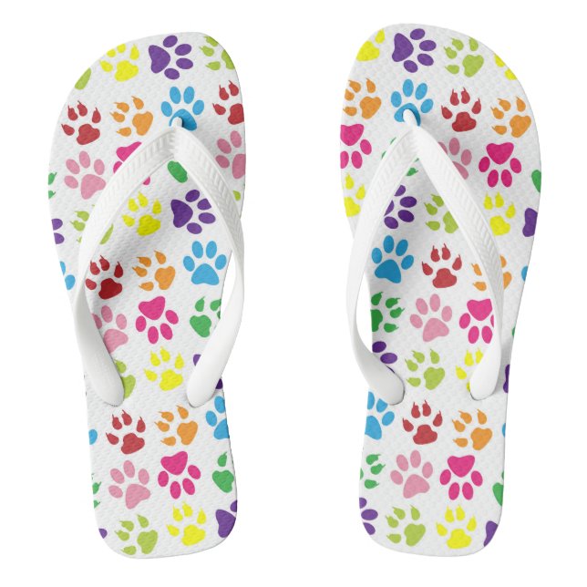 Colourful Paws, Dog Paws, Cat Paws Jandals (Footbed)