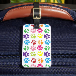 Colourful Paws, Dog Paws, Cat Paws Luggage Tag