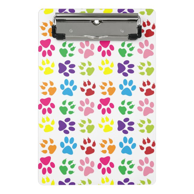Colourful Paws, Dog Paws, Cat Paws Mini Clipboard (Front)
