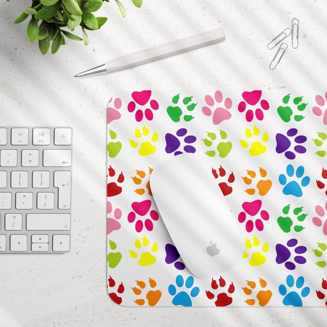 Colourful Paws, Dog Paws, Cat Paws Mouse Pad (Creator Uploaded)