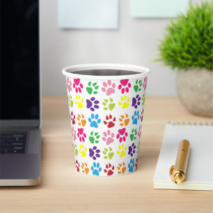 Colourful Paws, Dog Paws, Cat Paws Paper Cups
