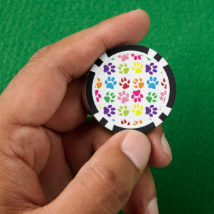 Colourful Paws, Dog Paws, Cat Paws Poker Chips