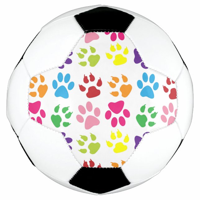 Colourful Paws, Dog Paws, Cat Paws Soccer Ball (Front)