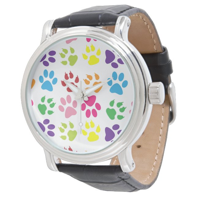 Colourful Paws, Dog Paws, Cat Paws Watch (Angled)