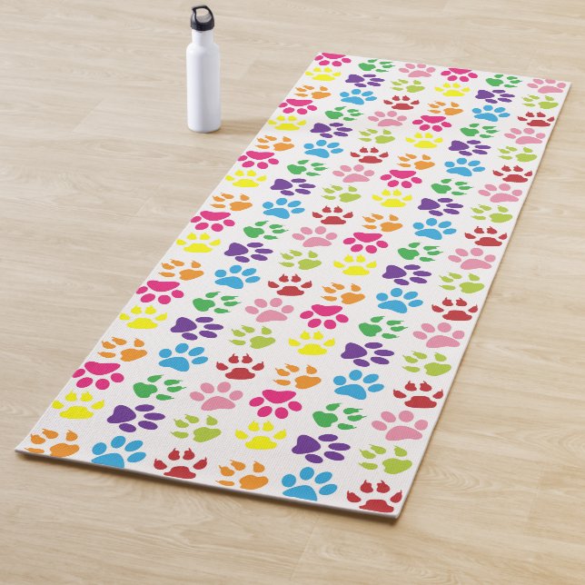 Colourful Paws, Dog Paws, Cat Paws Yoga Mat (In Situ)