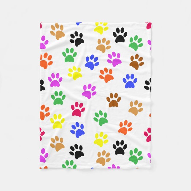 Colourful Paws Fleece Blanket (Front)