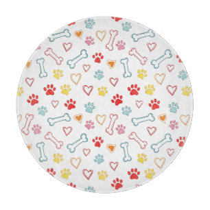 Colourful Paws, Hearts & Bones Doodle Cutting Board