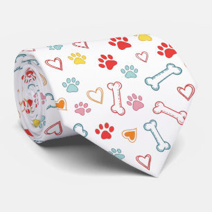 Colourful Paws, Hearts & Bones Doodle Tie
