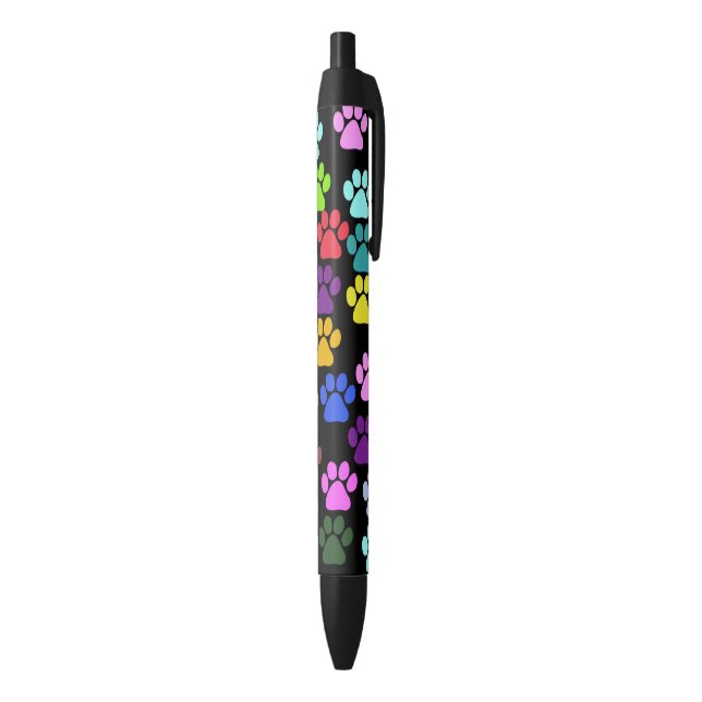 Colourful Paws, Paw Pattern, Dog Paws, Paw Prints Black Ink Pen (Bottom (Vertical))