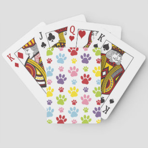 Colourful Paws, Paw Pattern, Dog Paws, Paw Prints Playing Cards