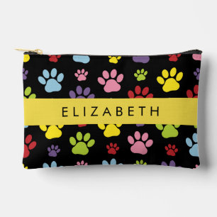 Colourful Paws, Paw Pattern, Dog Paws, Your Name Accessory Pouch